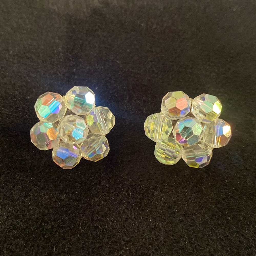Vintage clip-on iridescent earrings